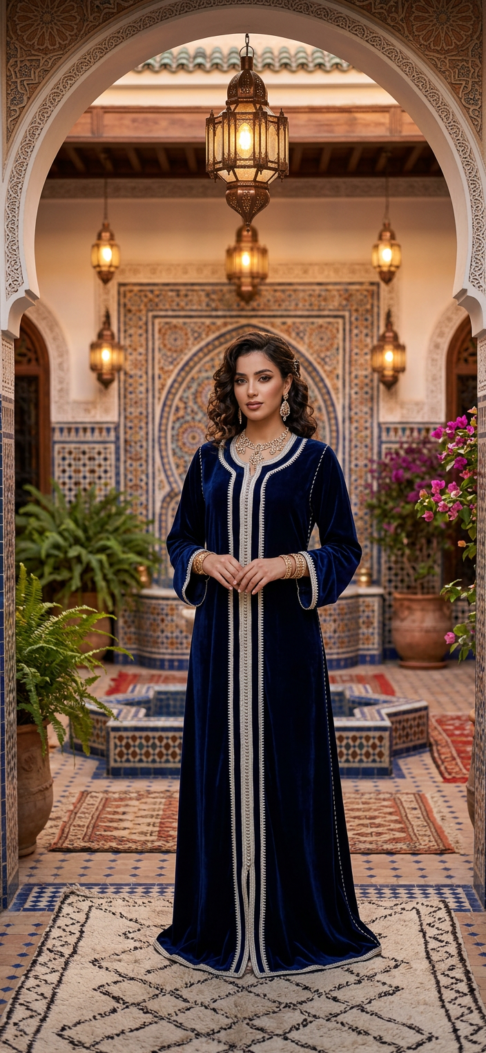 Caftan Velours Bleu Marine